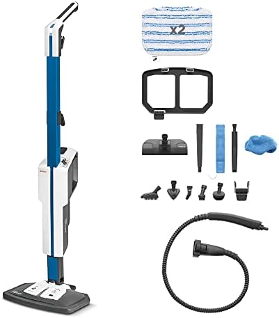 Polti Vaporetto SV620_Style, steam mop with portable cleaner, cleans floors and carpets, extra steam function, 15 accessories, vertical parking, blue, (PTGB0087)