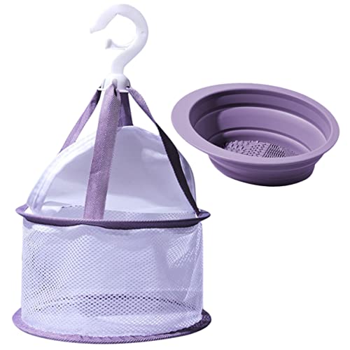 minkissy 1 set Pad Powder Mesh Sponge Cleaning Purple with - Drying Eggs Silicone Puff Rack Makeup for Scrubber Net Home Hanging Cleaner Bowl Salon Dryer Decor Mat Brush