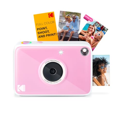 Kodak Printomatic+ Sofortbild-Digitalkamera Zink-Fotopapier 2x3 (5 1x7 5 cm) 10 MP RGB-LED druckt Farbfotos Rosa