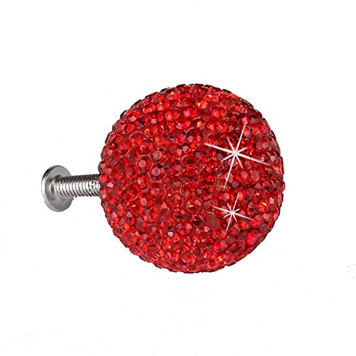 Primst Bouton de Meuble en Cristal, pour Placard,Garde-robe,Tiroir, Commode,Livré avec 5 vis de Différentes Longueurs (red) Cover