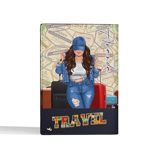 Personalized Name Travel Leather Passport Holder Custom Woman Travel Passport Cover Fun Unique Gift For Traveler Gift For Girl Traveling Lover 46