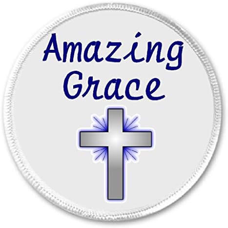 A&T Designs Amazing Grace 3" Sew On Patch Christian Cross Faith Love Bible