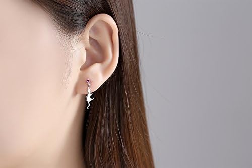 VIKI LYNN Women Girls 925 Sterling Silver Cubic Zirconia Asymmetric Cat Earrings