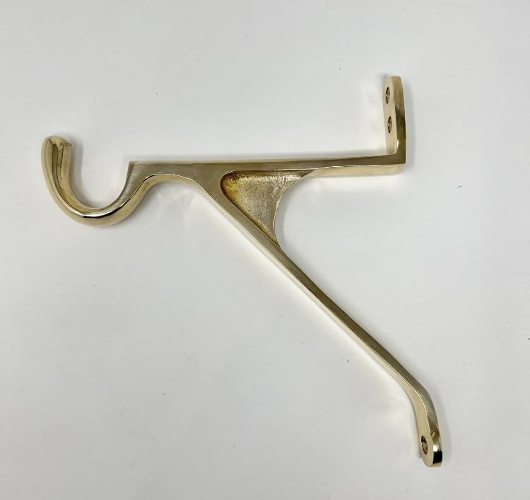 Knobs By Blossom UNLACQUERED Chunky Hanging Hook Bracket (Polished Brass, Large)