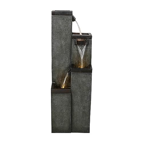Bbabe Modern Floor-Standing Water Fountain 39.3 Inch High, Indoor Outdoor Water Fountain With Lights For Home thumb #2