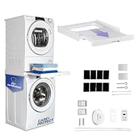 CARE+PROTECT Universaler Zwischenbaurahmen mit ausziehbarem Boden für Waschmaschinen und Trockner, passend für Geräte mit Tiefe 47-62 cm, platzsparend, weiß, eckige Front