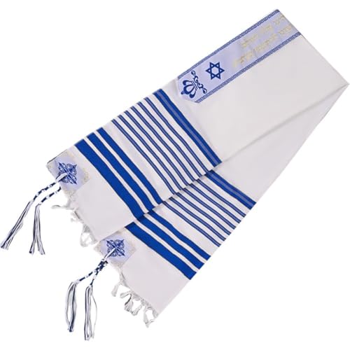 Jewish Tallit Katan Israel Prayer Shawl with Tzitzit Strings Israel Traditional Tallit with Blessing on Neckband for Men Women