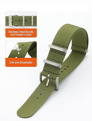 Image of TACTICAL FROG Nylon Watch Band 18mm 19 mm 20mm 22 mm 24 mm, Waterproof Military Watch Straps Replacement for Men Women, With Stainless Steel Buckle