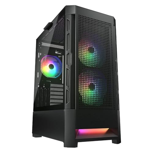 Image of Cougar Gaming Duoface Mid Tower Case Series, Supporting 390mm Graphics Card, Incredible RGB Lighting, Two Distinct Front Panels Included, Mesh and Tempered Glass (Duoface RGB - Black)