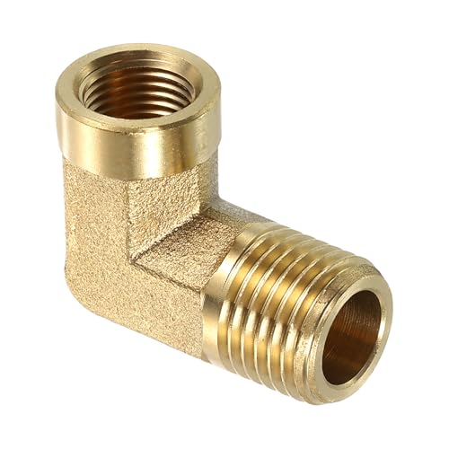 uxcell G 1/4 Inch Male x G 1/8 Inch Female 90 Degree Elbow, Brass L Right Angle Pipe Fitting, Connector for Fluid, Gas, Fuel, Oil, 28.6x23mm
