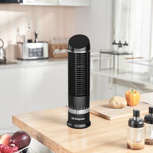 DR.PREPARE 16\" Small Tower Fan, 3 Speeds with 60° Oscillating Fan, Bladeless Tabletop Fans for Indoors, Portable Personal Table Fans for Office, Desktop - Thumbnail 2