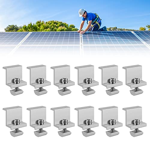 Solarmodul Halterung Endklemme Kit, 12 Stück 30mm Solar Panel Randklemme Halterungen, Verstellbare Solar Panel Halterung Z Halterungen Halterrpanel,zur Montage von Photovoltaik Solarmodul Halterung Cover