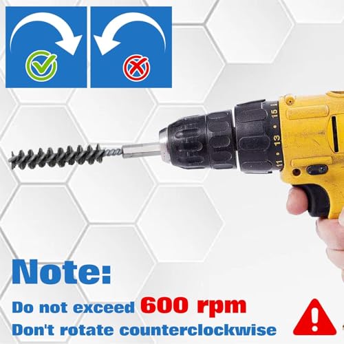 LEONTOOL 8 Stück Edelstahl-Bohrungsbürsten mit 6,35 mm Sechskantschaft, gedrehte Drahtbohrungsbürsten, Borsten, Draht-Reinigungsbürste, Kupferrohrreiniger für Bohrmaschinen-Schlagschrauber (8, 9, 10,