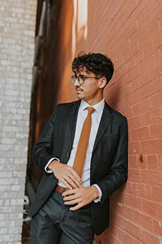 Dazi Men's Skinny Tie, Cotton Wool Linen Necktie, Great For Weddings, Groom, Groomsmen, Missions, Dances, Gifts. (Timber) #TOP4