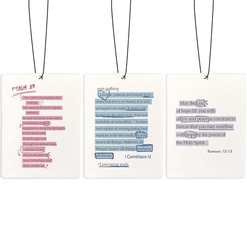 Image of Cute Christian Car Air Freshener, Inspirational Bible Verses Air Freshener Hanging 3 Pcs for Cars Closet Drawer or Books, Christian Car Accessories Mirror Decor for Women
