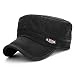 Glamorstar Unisex Cadet Army Cap Washed Cotton Military Corps Hat Flat Top Cap Black,One Size