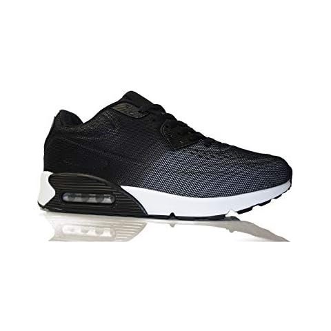 Mens Womens Running Trainers, Walking Gym Outdoor Fitness Athletic Lightweight Snealers, Lace Up Air Sports Shoes Grey Black Cover