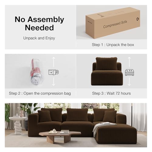 Image of Novilla 177 inch Modular Sectional Sofa, U Shape Extra Large Sectional Couch, Modern Cloud Design with SmartS Coil Support, Boneless Sectional Couch for Living Room Apartment, No Assembly Required, Brown