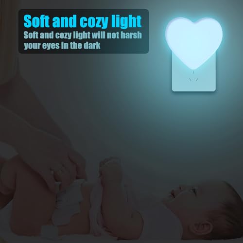 Image of INZU Night Lights Plug into Wall, LED Night Light for Kids, Cute Nightlight with Auto Dusk to Dawn Sensor, LED Nightlight with Soft Warm Light for Bedroom, Nursery, Bathroom, Hallway (Blue)
