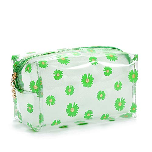 OTKARXUS Clear Pencil Case, Large Transparent Plastic Pen Pencil Bag Makeup Pouch Travel Cosmetic Bag,School Supplies for Teenage Boys Girls Women (Green Daisy) โ image 1