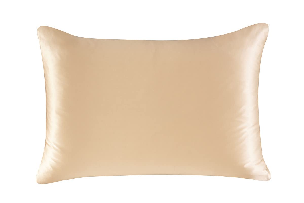 townssilk Federa di seta,100% naturale seta di gelso 19momme,doppia faccia,benefica per capelli e pelle,federa seta cuscino,ipoallergenica,cerniera nascosta,600 fili,1 pz,50x60cm,Oro champagne