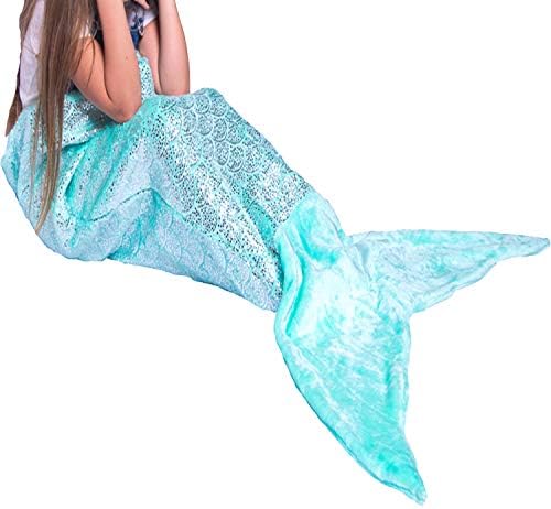 PixieCrush Mermaid Tail Blanket for Teenagers/Adults & Kids Thick, Plush Super Comfy Fleece Snuggle Blanket with Double Stitching, Keep Feet Warm (Small, Shiny Green)
