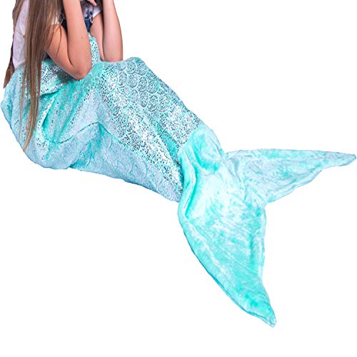 PixieCrush Mermaid Tail Blanket for Teenagers Adults & Kids Thick, Plush Super Comfy Fleece Snuggle Blanket with Double Stitching, Keep Feet Warm (Small, Shiny Green)