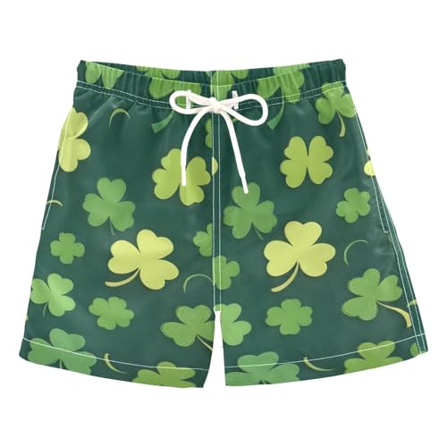 FLildon Green Shamrock St Patrick's Day Little Boys Swim Trunks with Mesh Lining Quick Dry Beach Board Shorts, 3T
