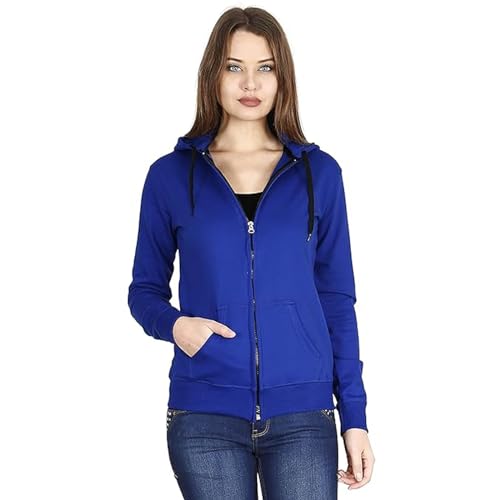 Image of Clotth Theory Women's Cotton Fleece Hooded Neck Sweatshirt | Hoodie Jacket with Kangaroo Pocket