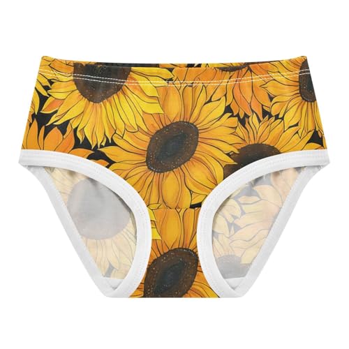 Sunflowers Yellow Black Girls Underwear Toddlers 2t Cotton Girl Panties Cute Artistic Kids Briefs Undies