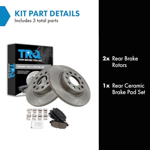 Image of TRQ Rear Brake Pad and Rotor Set Ceramic Compatible with 2018-2022 Jeep Compass