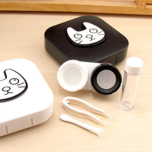 Wakerda 1pièce Mini Kit de Rangement Boite à Lentilles de Contact Ètui lentilles de Contact avec Pincette Stick et Bouteille de Solution - Image 3