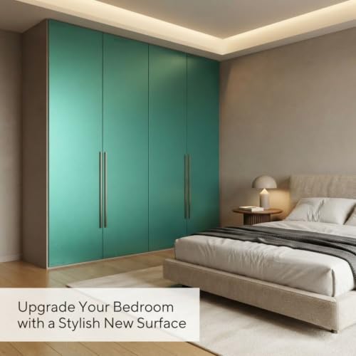 Image of WISDOM Teal Green Self Adhesive Peel and Stick Vinyl Wallpaper for Kitchen Cabinets, Wardrobe, Table, Desk, Drawer & Smooth Surfaces - Waterproof, Easy to Clean & Durable (20X72 in)