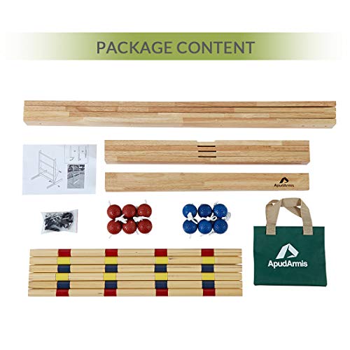ApudArmis Ladder Toss Game Set, Pine Wooden Golf Ladder Lawn Game with 6 Bolos Balls and Carrying Case - Outdoor Yard Beach Game for Kids Adults Family