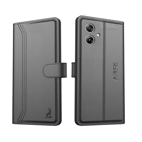 Image of AIBEX Compatible for Motorola G54 5G / Motorola G64 5G Flip Cover Leather Finish with Magnatic Closure | Inside TPU with Card Pockets | Wallet Stand | Complete Protection Flip Case -Black