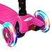 ChromeWheels Foldable Scooters for Kids, Deluxe Kick Scooter 4 Adjustable Height 132lbs Weight Limit 3 Wheel, Lean to Steer LED Light Up Wheels, Best Gifts for Girls Boys Age 3-12 Year Old, Pink