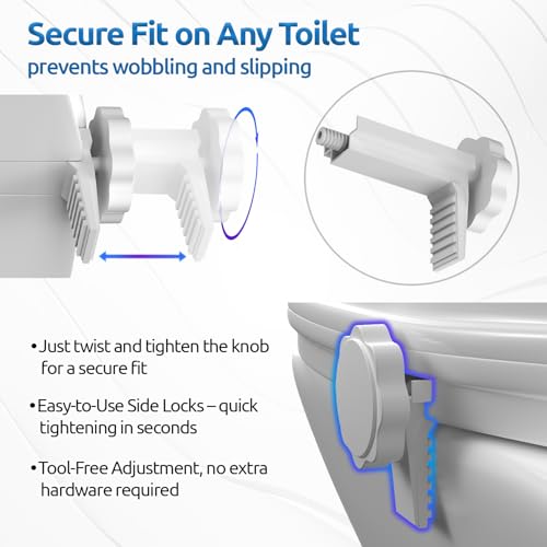 Image of Portable Lightweight Plastic Toilet Commode Seat Raiser Elevator Extension with lid cover Ideal for Handicap, Knee Patients, Old Senior Citizen (White, Size: 6 Inch with Lid)