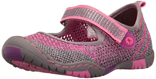 JambuKD Baby Girls SORA Mary Jane, Grey/Pink, 4 Infant