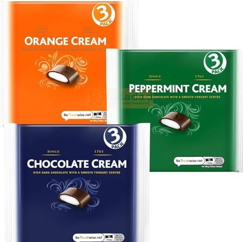 Chocolate Cream, Orange Cream and Peppermint Cream Bars, 3 Packs of 147g Each, 9 Bars Total