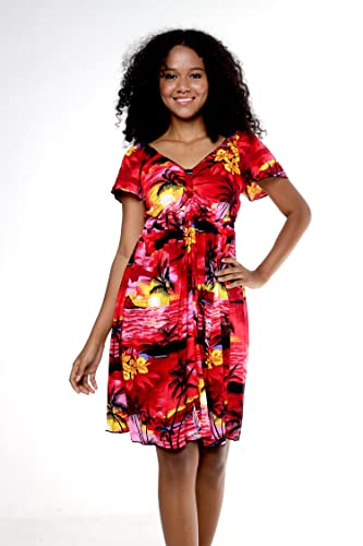 Image of Hawaii Hangover Family Matching Hawaiian Clothes, Sunset Red