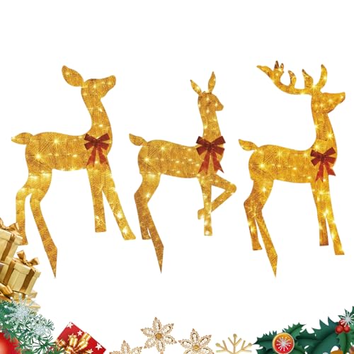Lunaobrik Outdoor Weihnachtsrentier | 3 Teile 2D Acryl Beleuchtete...