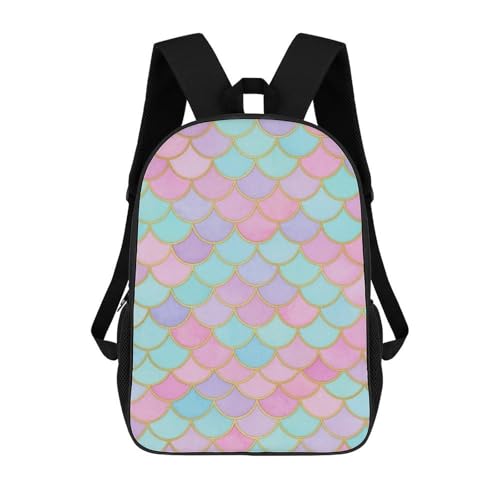17 Inch Carry On Bookbag with Adjustable Shoulder Straps Mermaid Scale (7) Outdoor Travel Gym Backpack Unisex-Adult Sport Bag