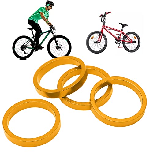 4 Pcs Bicycle Headset Spacer,1.1 * 0.2Inch Aluminium Alloy Bike Stem Headset Spacers Fork Washer,for 1.1 Inch Stem