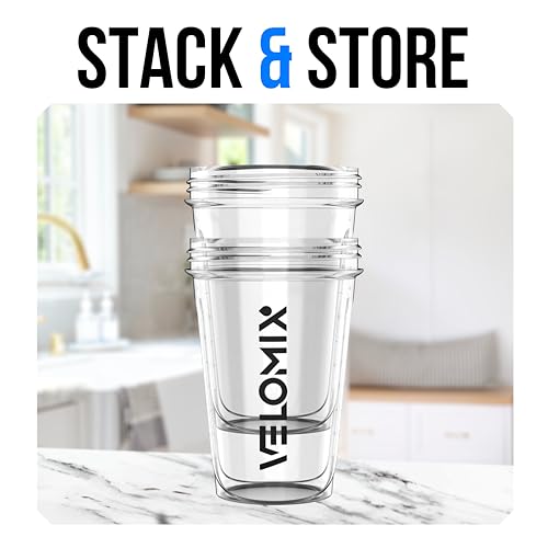 VELOMIX -2 PACK- 600ml Protein Shaker Bottle -2x Wire Mixball | Leak Proof Shaker For Protein Shakes | Stackable Protein Shake Bottle | Dishwasher Safe Gym Bottle (Black/Transparent) - Image 6