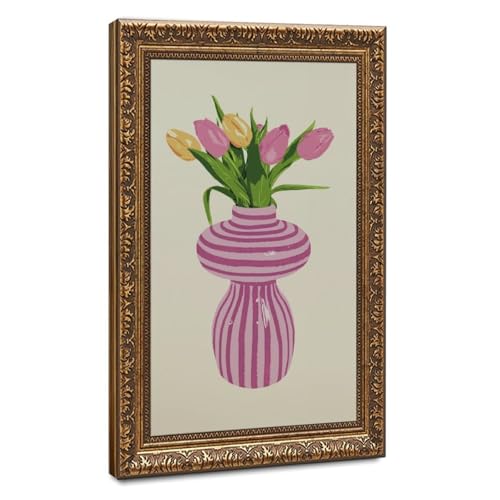 Peinture vase tulipe abstrait pour créer un coin bureau zen et moderne