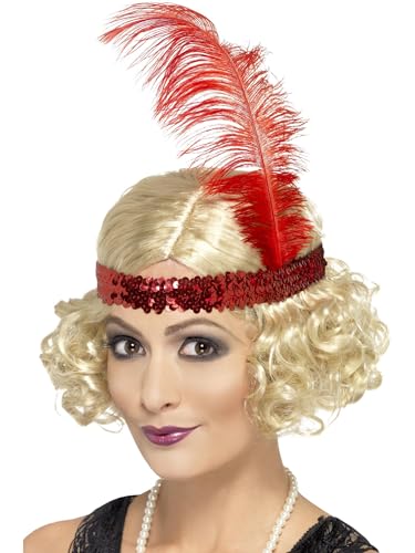 Smiffys Perruque Charleston, blonde, cheveux bouclés avec bandeau à paillettes Halloween