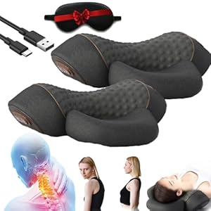 Core Hero 3-in-1 Neck Massage Pillow,2025 New Fisiorest 3 in 1 Neck Massager, Fisiorest Neck Massager,Neck and Shoulder Massager with Heat and Traction (Black,2*pcs)