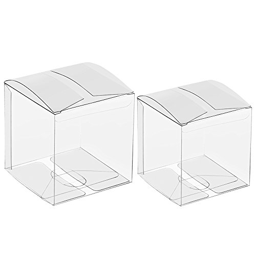 25/50/100 Packs Clear Gift Boxes, Clear Pvc Plastic Boxes Transparent Packing Box Favor Square Boxes For Thanksgiving, Christmas, Wedding, Party, Birthday, Candy, Coffee & Tea, Jewelry #TOP2