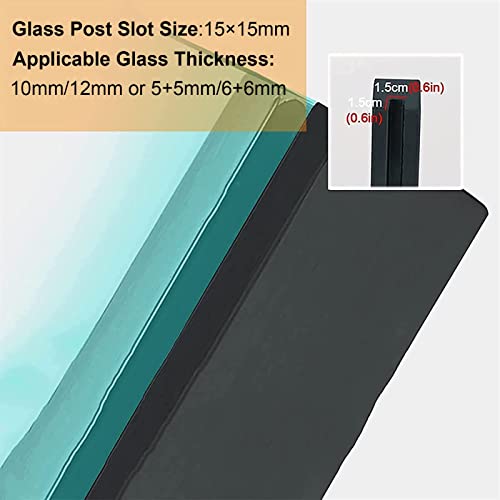 Poteau garde-corps verre robuste au sol anti-corrosion noir pour rambarde de terrasse - 2