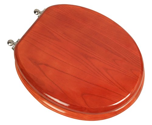 Bath Décor 5F1R2-15BN Deluxe Wood Toilet Seat, American Redwood/Brushed Nickel